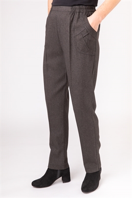 Sorte mellerede bukser med elastik i taljen i lunt vævet stof - Pasform Karen